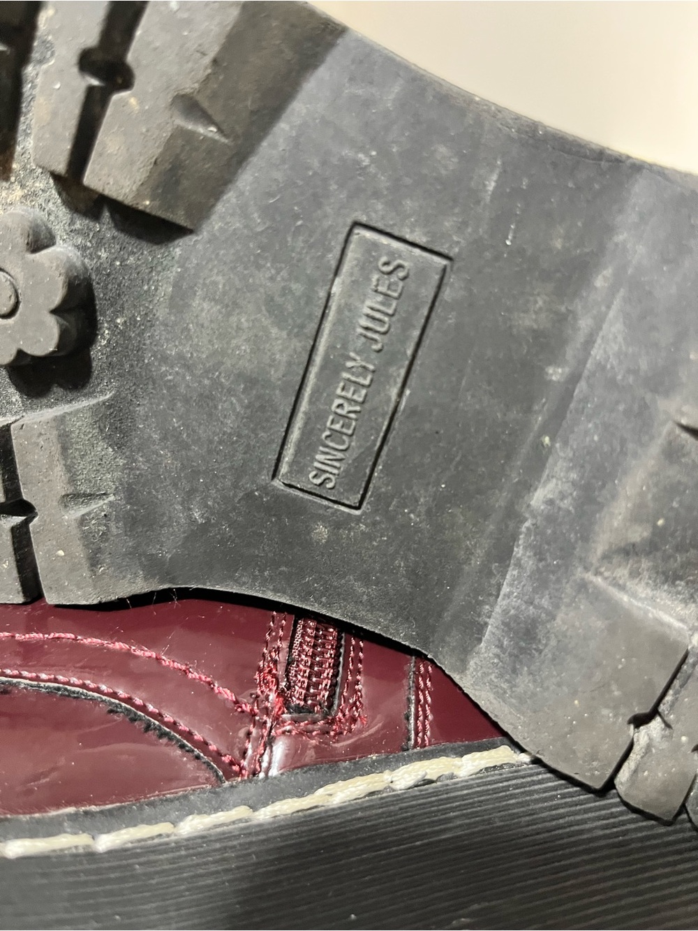 Sincerely Jules Women’s Glossy Burgundy Lace-Up Combat Boots - Picture 7 of 7
